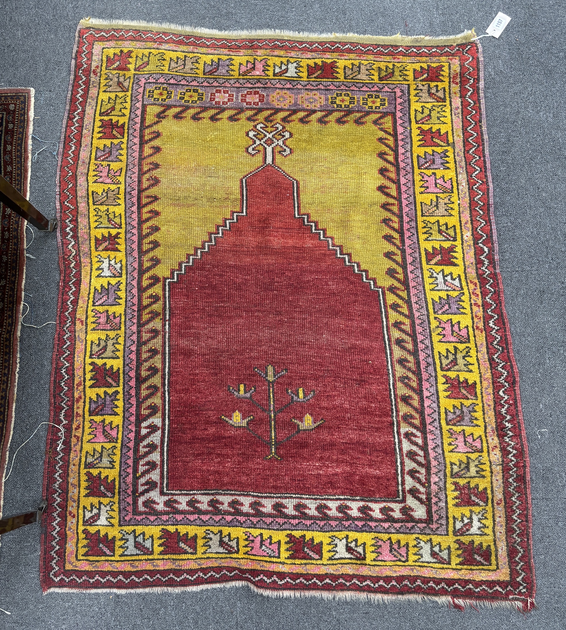 An Anatolian mustard ground prayer mat, 130 x 103cm
